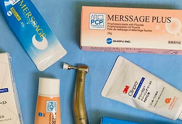 ①診療の様子②レントゲン③研磨剤