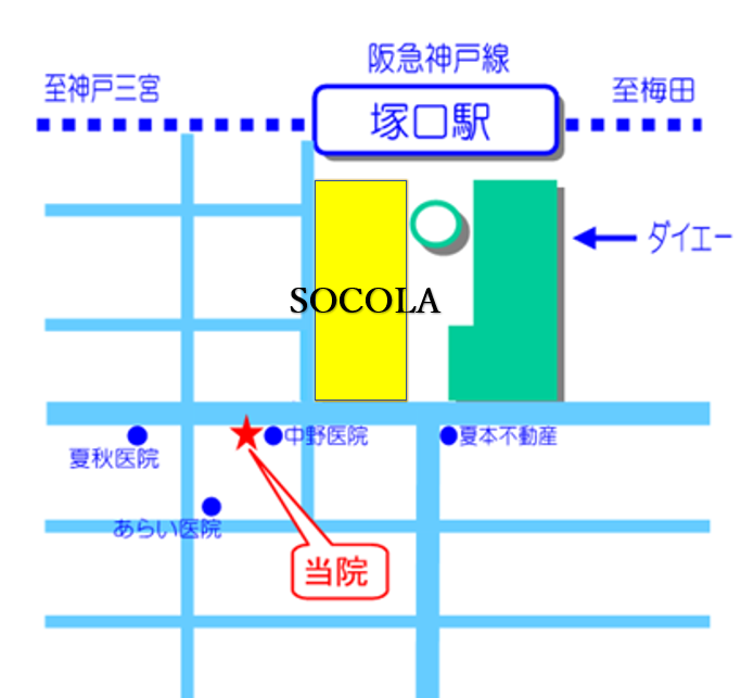 ①診療ユニット ②院内風景 ③アクセス