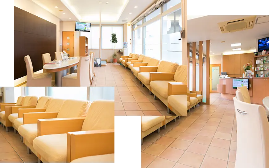 ①待合室 ②ケアルーム ③診療風景