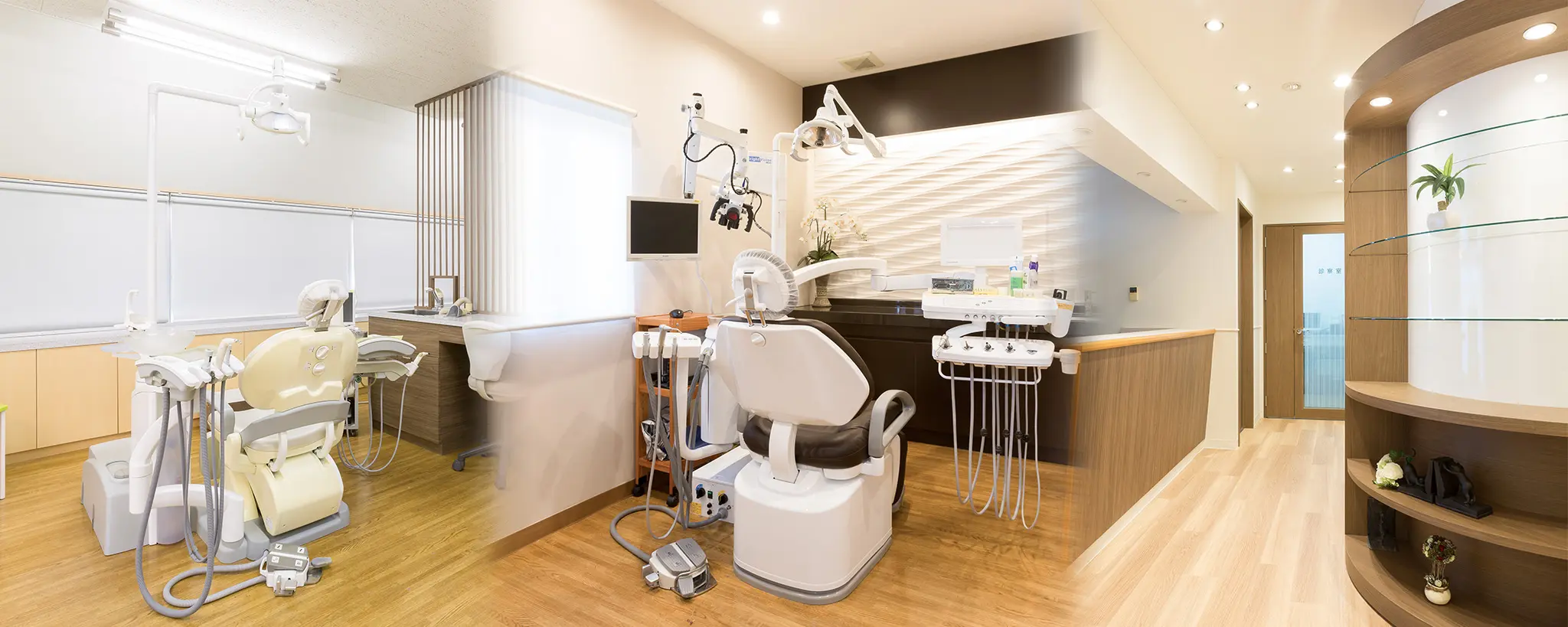 ①医院イメージ ②受付 ③待合室